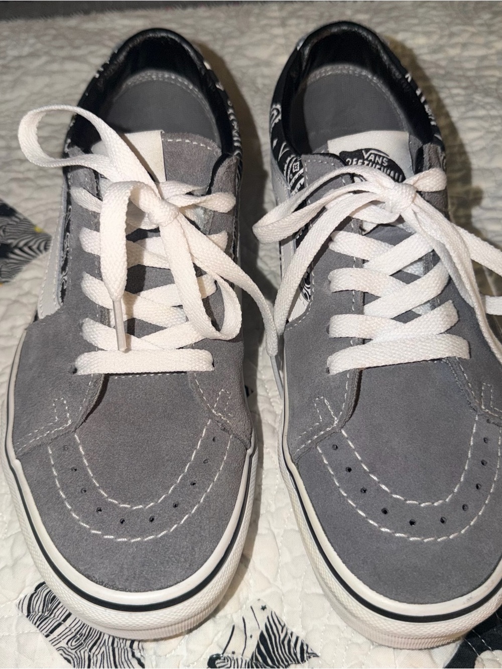 Vans Gray Suede Low-Top Sneakers with White Laces